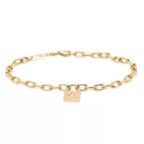 14k star set diamond padlock bracelet