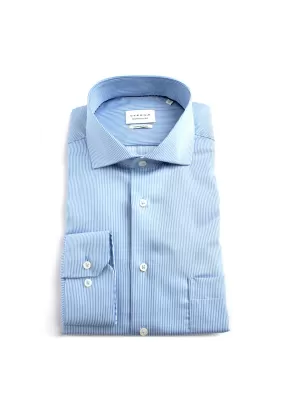 1863 by Eterna Stripe Comfort Fit Shirt, Blue & White