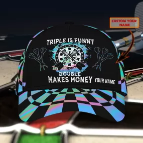 3D All Over Printed Dart Hologram Cap Hat, Triple Is Funny Double Makes Money Dartboard Hat, Gift for Dart Lover