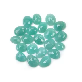 BLUE AMAZONITE Gemstone Rose Cut : 63.40cts Natural Untreated Unheated Amazonite Oval Shape 10*8mm - 13*10mm 21pcs