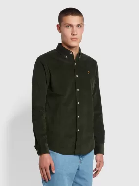 Bowery Casual Fit Organic Cotton Corduroy Shirt In Archive Olive Green