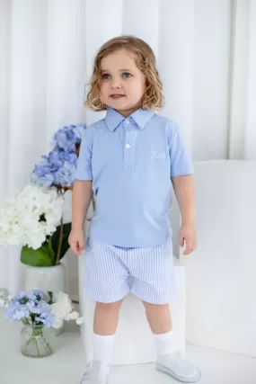 Boys Baby Blue Stripe Short and T-Shirt Set