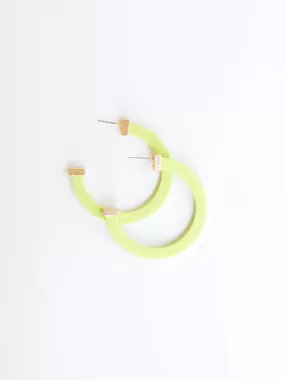 Classic Acrylic Large Hoops in Lime