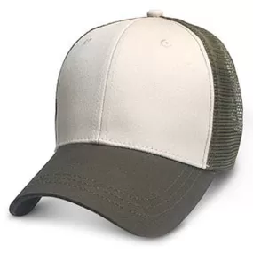 Cream Mesh with Olive Visor - Structured Baseball Cap