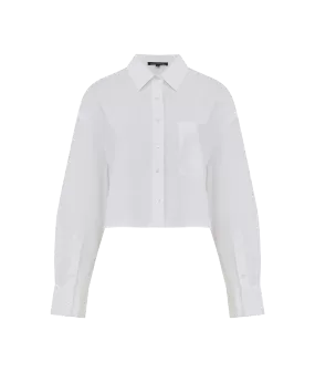 Crystal Alissa Cropped Cotton Shirt - White