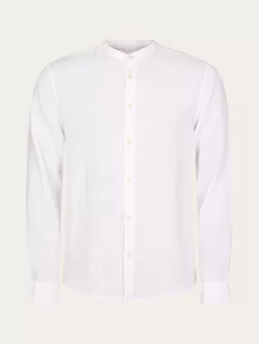 Custom fit linen stand collar shirt - Bright White