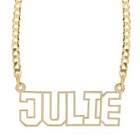 Custom Nameplate Necklace - Cutout Block Name Necklace