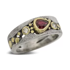 Custom River Pebbles Ruby Ring