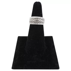 David Yurman Sterling Silver Diamond Cigar Ring - 5.75