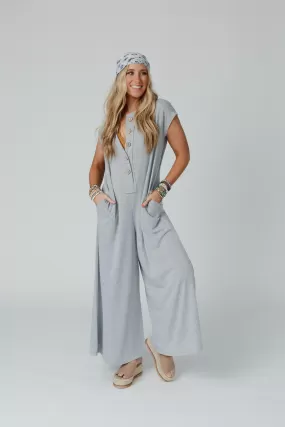 Davina Wide Leg Jumpsuit - Heather Gray