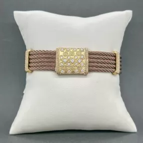 Estate Charriol 18K Y Gold & Steel Diamond 5 Cable Bracelet