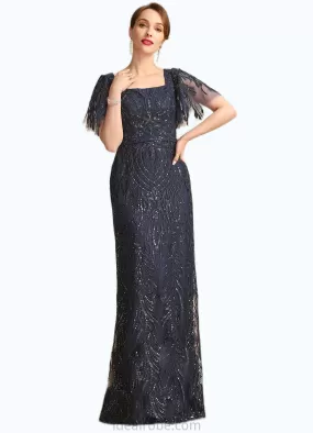 Fatima Sheath/Column Square Floor-Length Lace Mother of the Bride Dress With Sequins STKP0021665