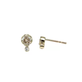 Gold and Cognac Diamond Birthstone Studs