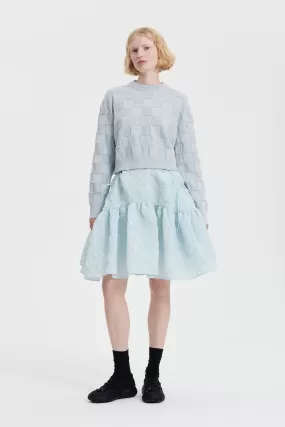 GUDRUN | JUMPER DARCY CHECK KNIT ICE BLUE