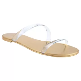 Guess Womens Nericea Metallic Slip On Slide Sandals