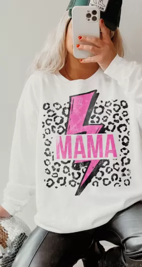 Mama Distressed Bolt Crewneck/T-Shirt