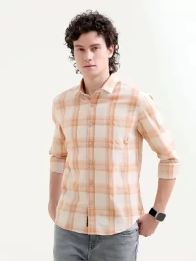 Pierck orange cotton check shirt