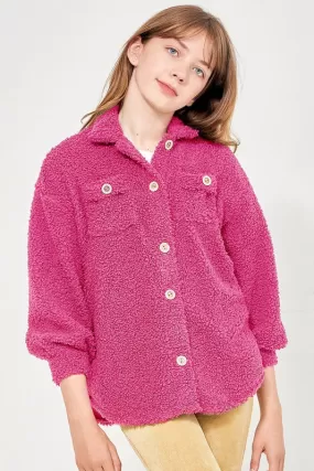 Poodle Knit Shacket- Girls