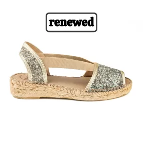 Renewed Glitter Closed Toe Wedge Espadrille for Women - Esther-GL