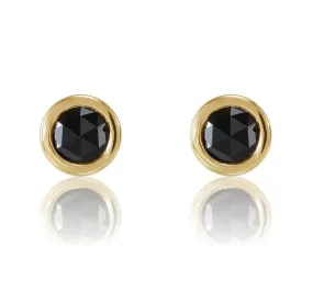 Rose Cut Black Diamond Bezel Set Stud Earrings