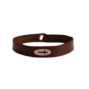 Rose Gold Cut Out Cross Brown Leather Bracelet