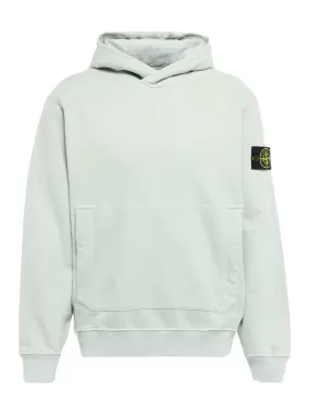 Stone Island Cotton Hooded Sweatshirt Light Blue Grey