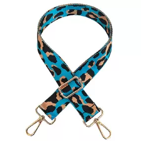 Turquoise Cheetah Guitar Strap for Crossbody Bag