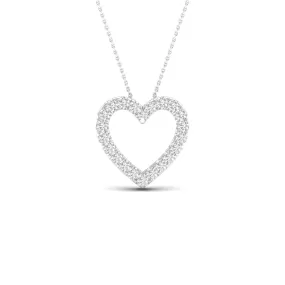 White Gold Diamond Heart Shaped Pendant With Chain Included