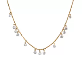 Yellow Gold Drilled Large Round Diamond Necklace